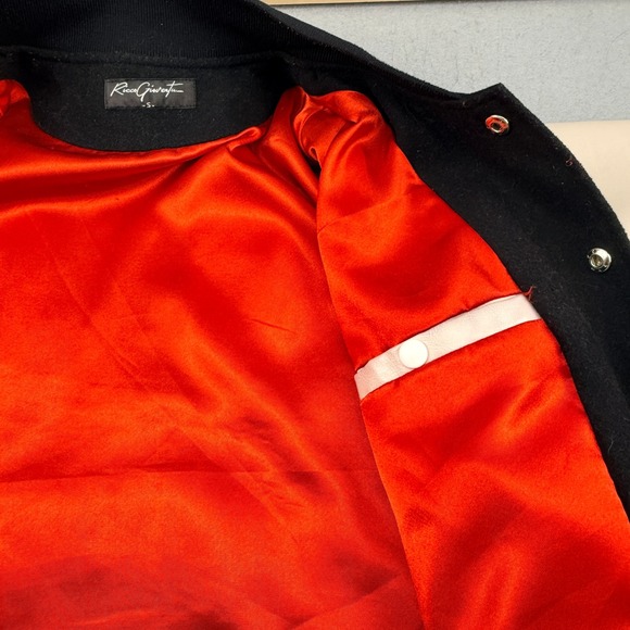 Ricco Gioventu Black "No Joke" Leather Wool Varsity Jacket - Picture 7 of 12